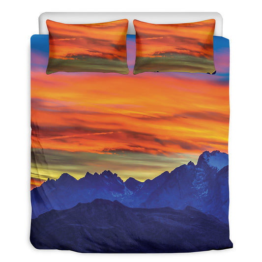 Sunset Mountain Print Duvet Cover Bedding Set