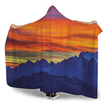 Sunset Mountain Print Hooded Blanket