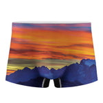 Sunset Mountain Print Men's Boxer Briefs