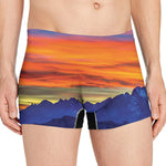 Sunset Mountain Print Men's Boxer Briefs