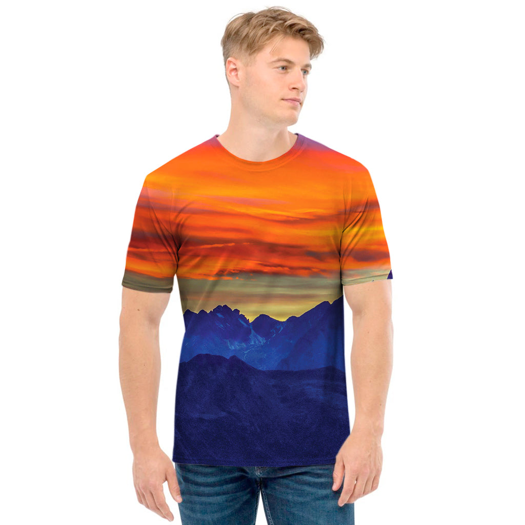 Sunset Mountain Print Men's T-Shirt