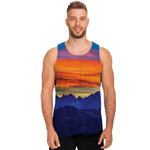 Sunset Mountain Print Men's Tank Top