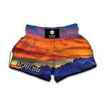 Sunset Mountain Print Muay Thai Boxing Shorts