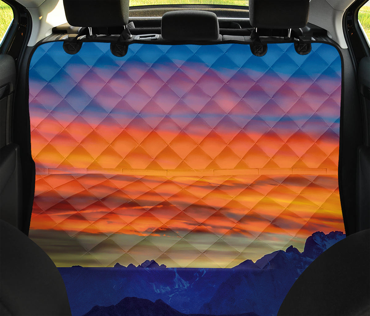Sunset Mountain Print Pet Car Back Seat Cover