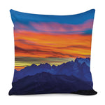 Sunset Mountain Print Pillow Cover