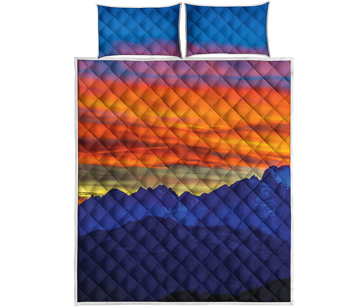 Sunset Mountain Print Quilt Bed Set