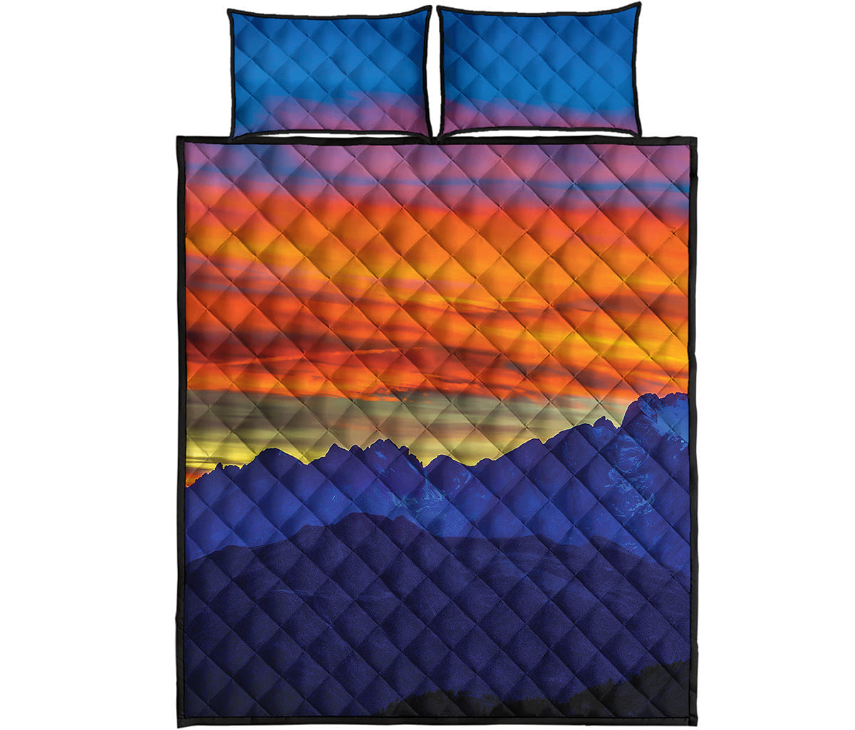 Sunset Mountain Print Quilt Bed Set