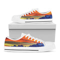 Sunset Mountain Print White Low Top Sneakers