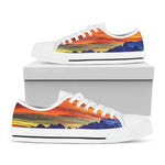 Sunset Mountain Print White Low Top Shoes