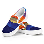 Sunset Mountain Print White Slip On Shoes