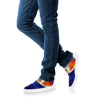 Sunset Mountain Print White Slip On Shoes