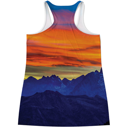 Sunset Mountain Print Women's Racerback Tank Top