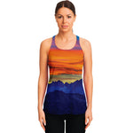 Sunset Mountain Print Women's Racerback Tank Top