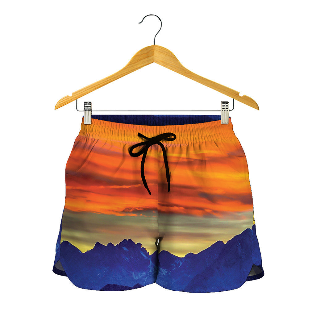 Sunset Mountain Print Women's Shorts