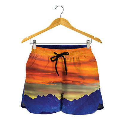 Sunset Mountain Print Women's Shorts