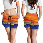 Sunset Mountain Print Women's Shorts