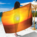 Sunset Over Sea Print Beach Sarong Wrap