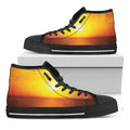 Sunset Over Sea Print Black High Top Sneakers