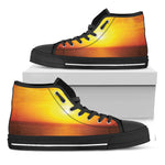 Sunset Over Sea Print Black High Top Shoes