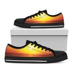 Sunset Over Sea Print Black Low Top Shoes