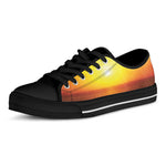 Sunset Over Sea Print Black Low Top Shoes