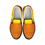 Sunset Over Sea Print Black Slip On Shoes