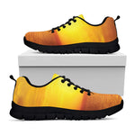 Sunset Over Sea Print Black Sneakers