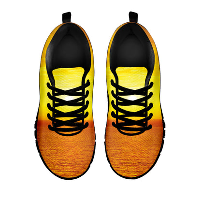Sunset Over Sea Print Black Sneakers