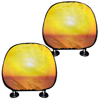Sunset Over Sea Print Car Headrest Covers