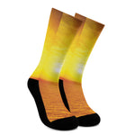 Sunset Over Sea Print Crew Socks