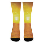 Sunset Over Sea Print Crew Socks