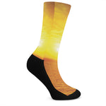 Sunset Over Sea Print Crew Socks