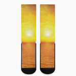 Sunset Over Sea Print Crew Socks
