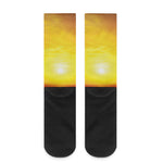 Sunset Over Sea Print Crew Socks