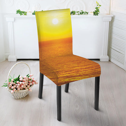 Sunset Over Sea Print Dining Chair Slipcover