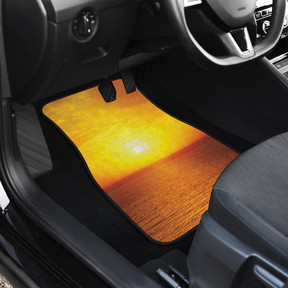 Sunset Over Sea Print Front and Back Car Floor Mats