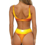 Sunset Over Sea Print Front Bow Tie Bikini