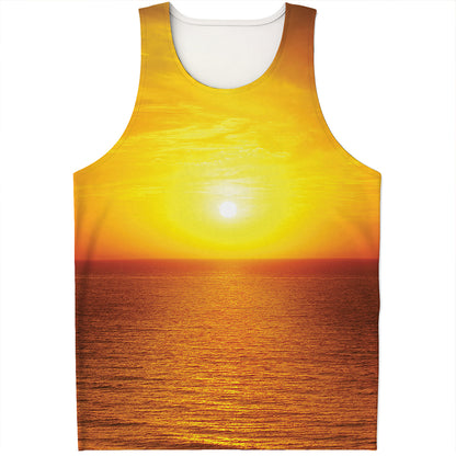 Sunset Over Sea Print Men's Tank Top