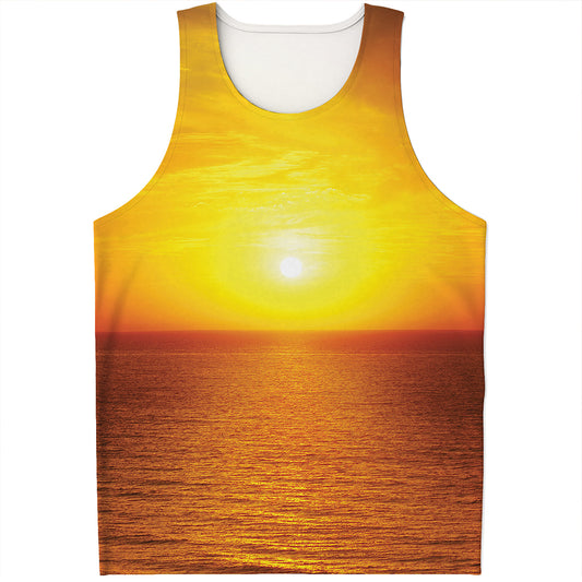 Sunset Over Sea Print Men's Tank Top