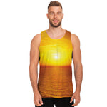 Sunset Over Sea Print Men's Tank Top