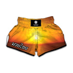 Sunset Over Sea Print Muay Thai Boxing Shorts