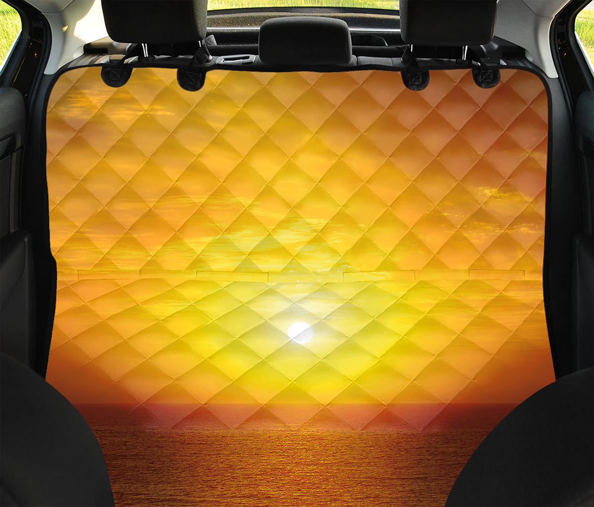 Sunset Over Sea Print Pet Car Back Seat Cover