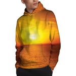 Sunset Over Sea Print Pullover Hoodie