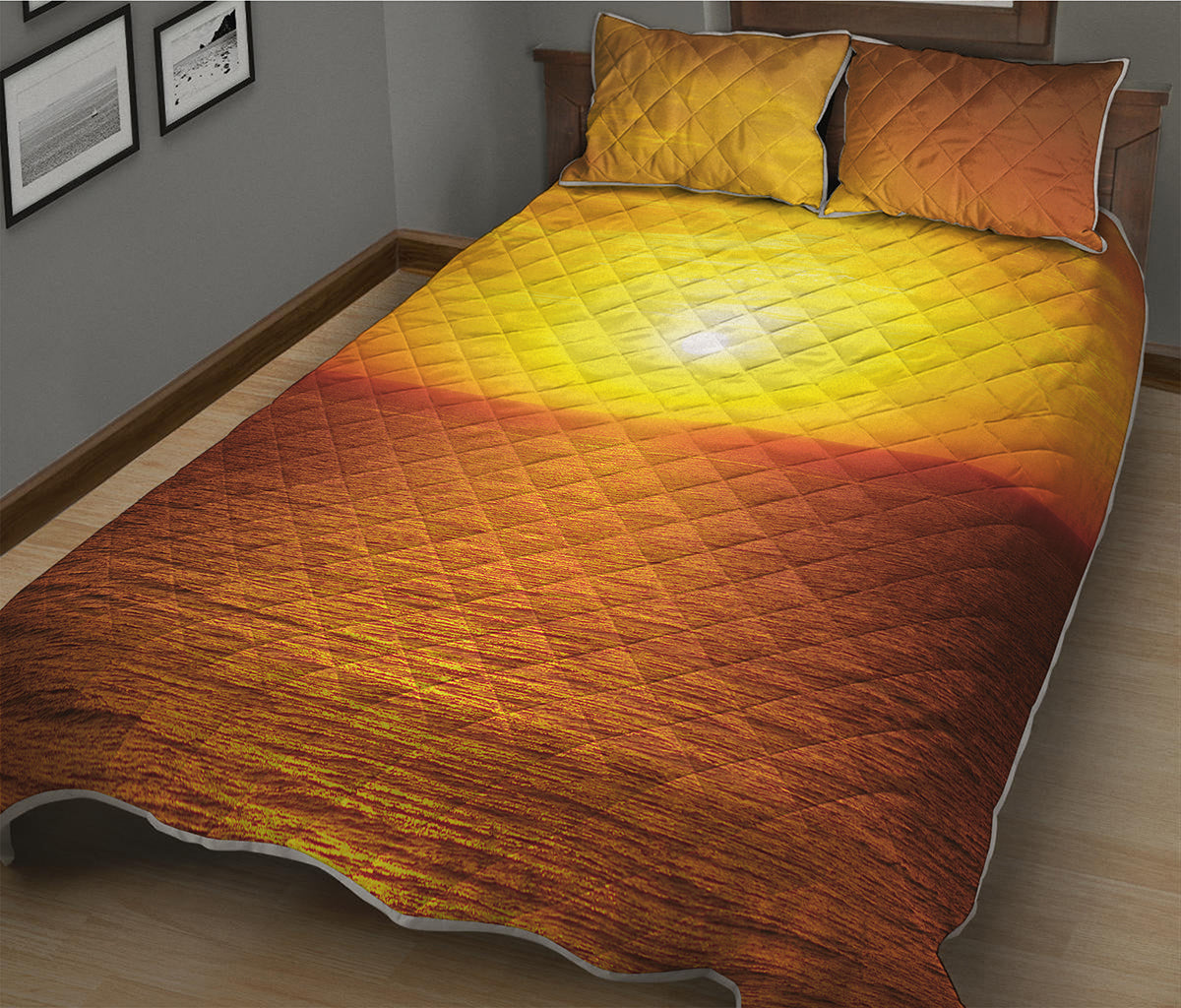 Sunset Over Sea Print Quilt Bed Set