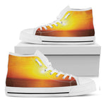 Sunset Over Sea Print White High Top Shoes