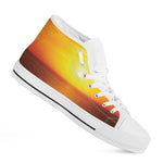 Sunset Over Sea Print White High Top Shoes