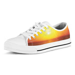 Sunset Over Sea Print White Low Top Shoes