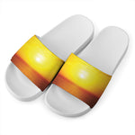 Sunset Over Sea Print White Slide Sandals