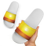 Sunset Over Sea Print White Slide Sandals