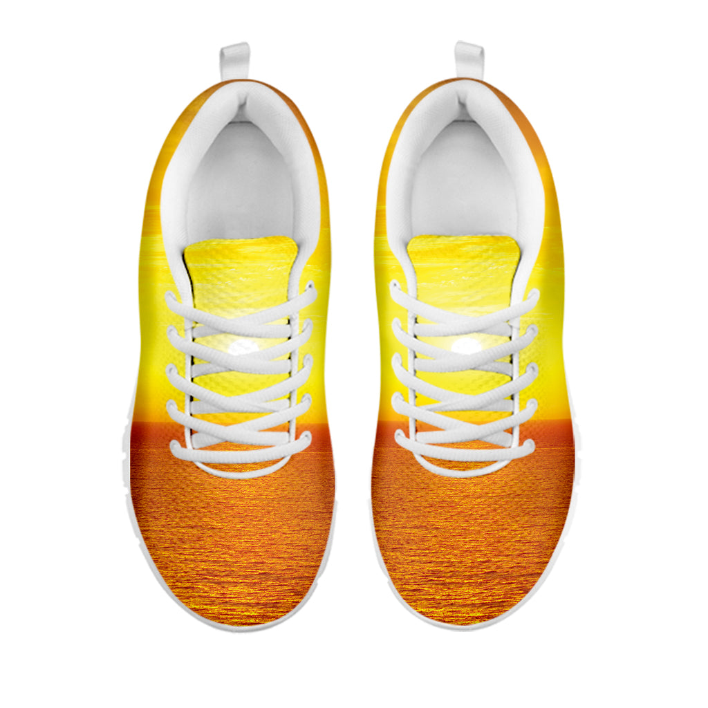 Sunset Over Sea Print White Sneakers